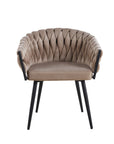 Lot de 2 chaises TRESSEES Velours Pied en métal noir