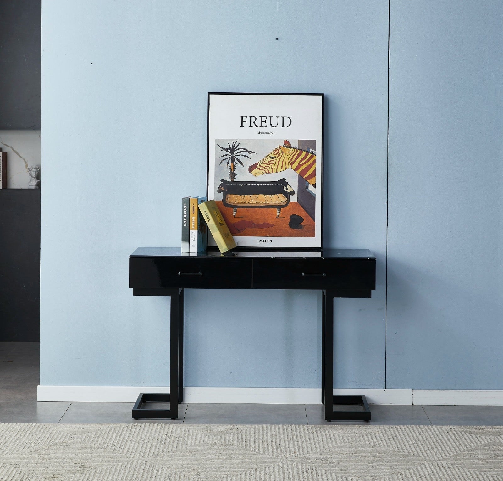 Console &amp;nbsp;- Lilas NOIR| Plateau en Verre Trempé | 120 × 40 × 80 cm