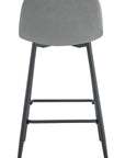 TABOURET DE BAR SCANDINAVE METAL NOIR VELOURS GRIS