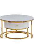 TABLES BASSE SAMIRA OR CERAMIQUE BLANC