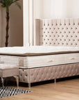 LIT COFFRE CLOUTE BEIGE 160
