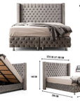 LIT COFFRE CLOUTÉ GRIS 140X190