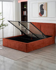 Lit Double Coffre Olivia Chenille Terracotta 160x200 cm