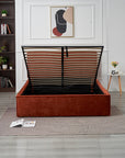 Lit Double Coffre Olivia Chenille Terracotta 160x200 cm