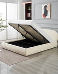 Lit Double Coffre Babylone Chenille Beige 160x200 cm