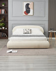 Lit Double Coffre Babylone Chenille Beige 160x200 cm