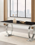 TABLE REPAS OMEGA ARGENT 180X90