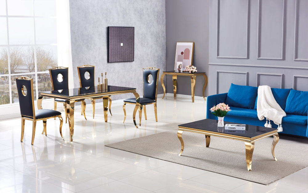 Console BAROQUE Gold plateau en verre 110x50x85 cm