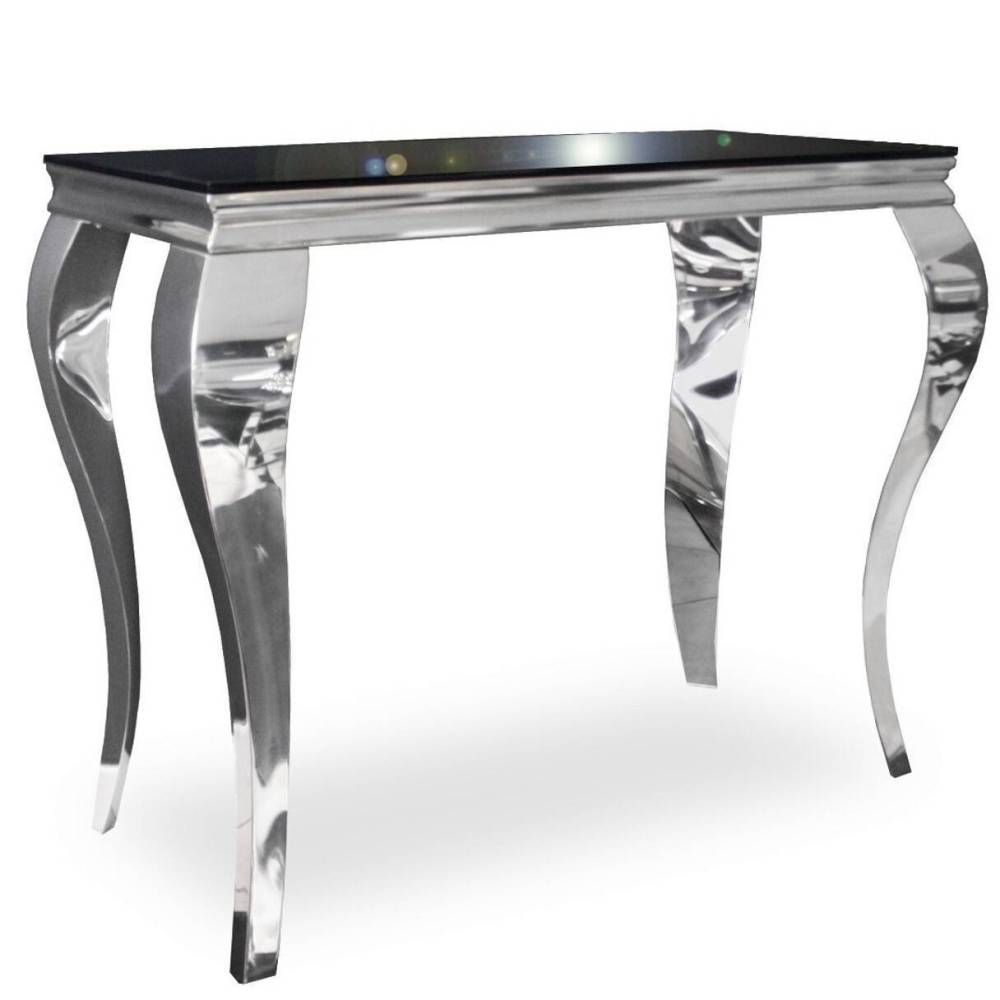 Console BAROQUE Chrome plateau en verre 110x50x85 cm
