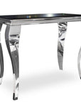 Console BAROQUE Chrome plateau en verre 110x50x85 cm