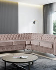 Canapé d'angle clouté TIFFANY velours BEIGE 263x263cm