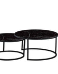 Lot de 2 tables Basses Gigogne ARTO métal noir et plateau en verre