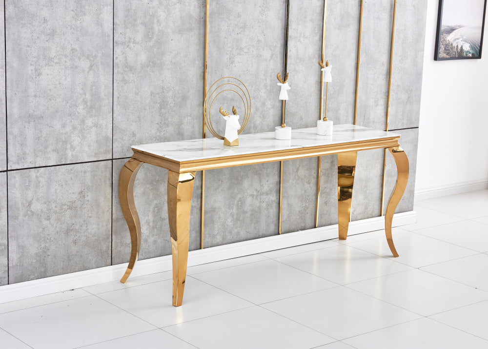 Console BAROQUE Gold plateau en verre 110x50x85 cm