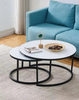 Lot de 2 tables Basses Gigogne ARTO métal noir et plateau en verre