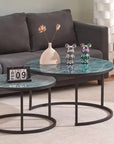 Lot de 2 tables Basses Gigogne ARTO métal noir et plateau en verre