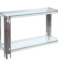 Console FLUTE Chrome plateau verre 120x40x78 cm
