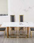 Table de repas PORTOFINO  pied GOLD  marbre BLANC 180x90cm
