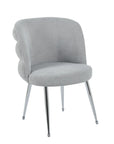 Chaise SACHA pied chrome tissus effet LIN ECRU, MOKA, GRIS, ANTHRACITE