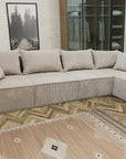 Canapé MODULO 4+ 1 velours côtelé écru angle universelle 405x192cm