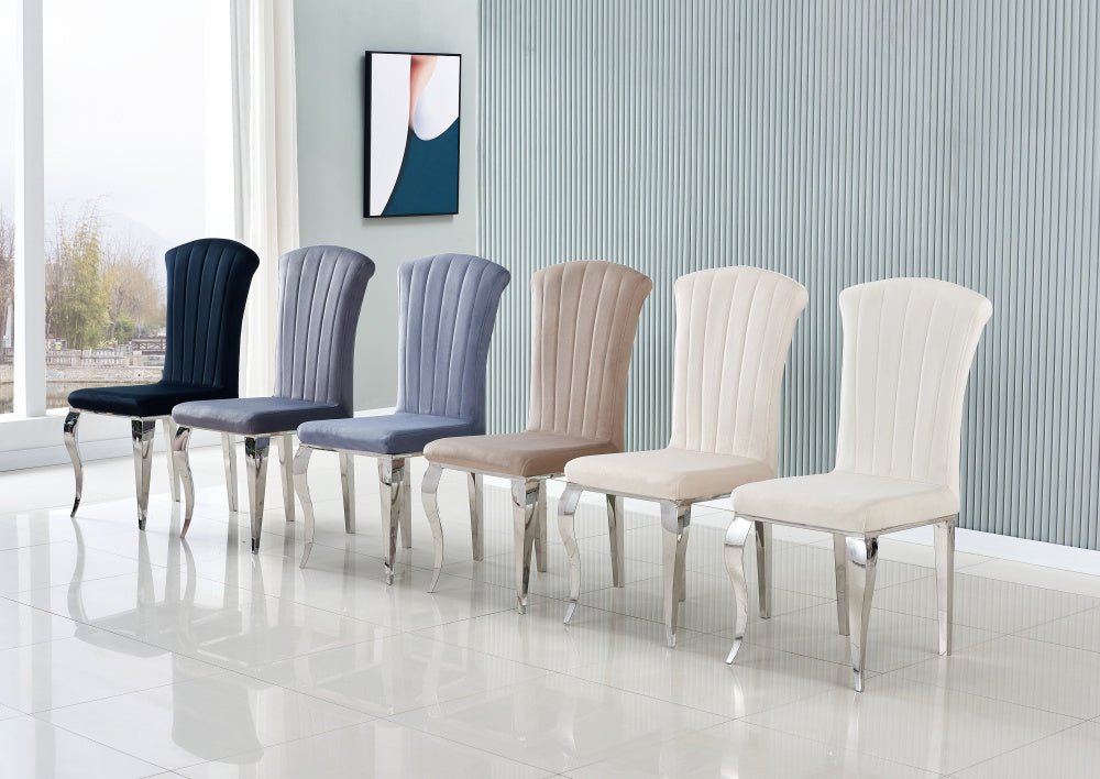 Lot de Chaises baroque LOUIS Chrome Velours