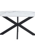 Table de repas MANON PIED NOIR PLATEAU CERAMIQUE MARBRE BLANC 150x90cm
