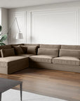 Canapé le BRISTOLA  angle gauche velours taupe 315x230cm
