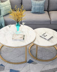 Lot de 2 tables Basses Gigogne ARTO Gold et plateau en verre