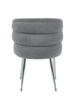 Chaise SACHA pied chrome tissus effet LIN ECRU, MOKA, GRIS, ANTHRACITE