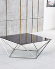 Table Basse ALINA Chrome plateau en verre trempé 80x80x45 cm