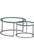 Lot de 2 tables Basses Gigogne ARTO inox et plateau en verre