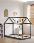 Lit enfant ROBINSON CABANE GRIS ET BLANC 90x190cm