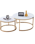 Lot de 2 tables Basses Gigogne ARTO Gold et plateau en verre