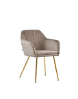 Chaise CANVAS pied GOLD assise en velours BEIGE, TAUPE, ANTHRACITE et GRIS