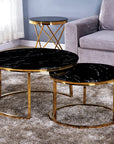 Lot de 2 tables Basses Gigogne ARTO Gold et plateau en verre
