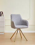 Chaise LOLA PIED GOLD TISSUS ECRU ET GRIS