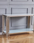Console FLUTE Chrome plateau verre 120x40x78 cm