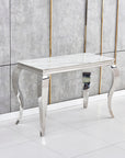 Console BAROQUE Chrome plateau en verre 110x50x85 cm