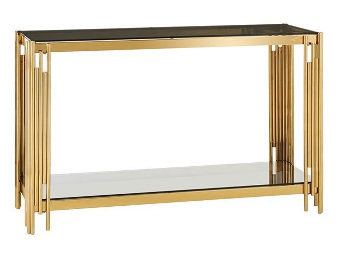 Console FLUTE Gold plateau en verre 120x40x78 cm