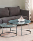 Lot de 2 tables Basses Gigogne ARTO inox et plateau en verre