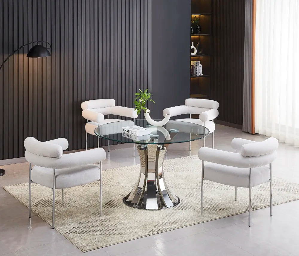 Chaise BULLE pied CHROME SERGE GRIS