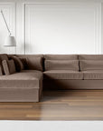 Canapé LE BRISTOLA angle gauche velours MOKA 315x230cm