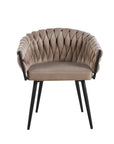Chaise TRESSEE pied métal NOIR velours ECRU, BEIGE, TAUPE et GRIS