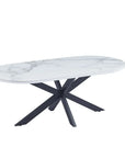 Table basse MANON PIED NOIR PLATEAU MARBRE BLANC 120x60cm