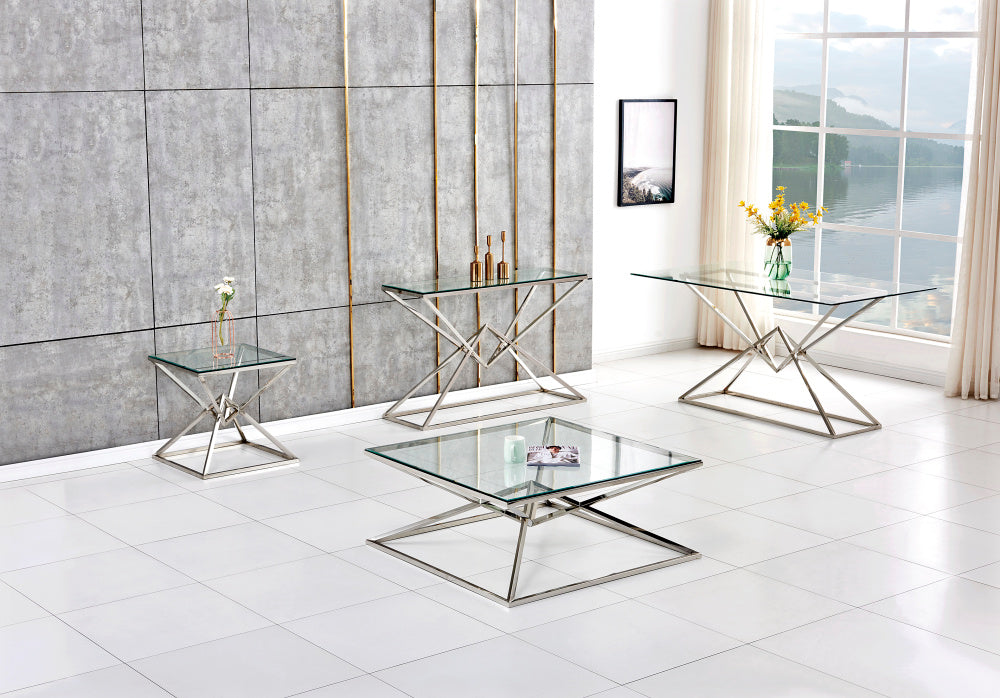 Console PYRAMID en verre Transparent 120x40x78 cm