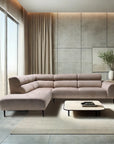 Canapé BELMONT ANGLE GAUCHE VELOURS BEIGE 285X200
