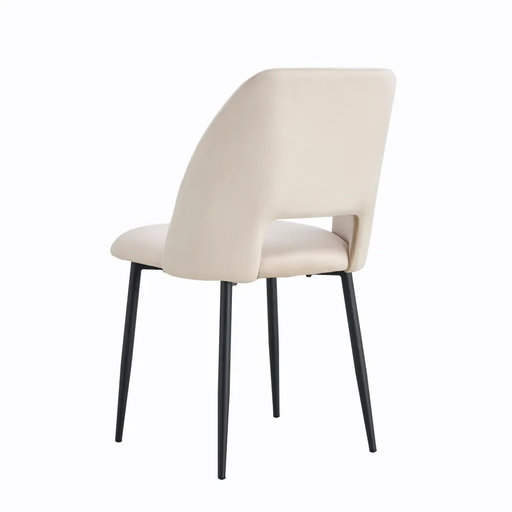 Chaise AVA métal NOIR velours TAUPE, GRIS ET BEIGE