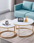 Lot de 2 tables Basses Gigogne ARTO Gold et plateau en verre