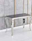 Console BAROQUE Chrome plateau en verre 110x50x85 cm