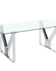 Table à manger IGREC CHROME PLATEAU TRANSPARENT 180x90x75cm