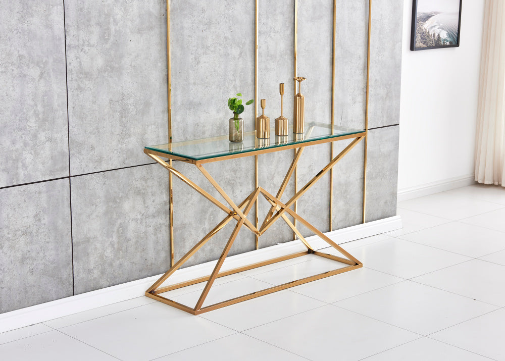 Console PYRAMID en verre Transparent 120x40x78 cm